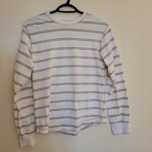 White long sleeve shirt with tan stripes